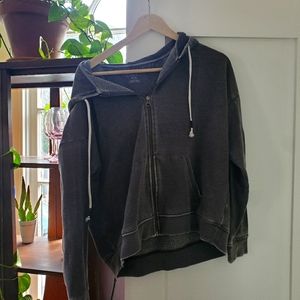 Distressed zip up lucky brand hoodie